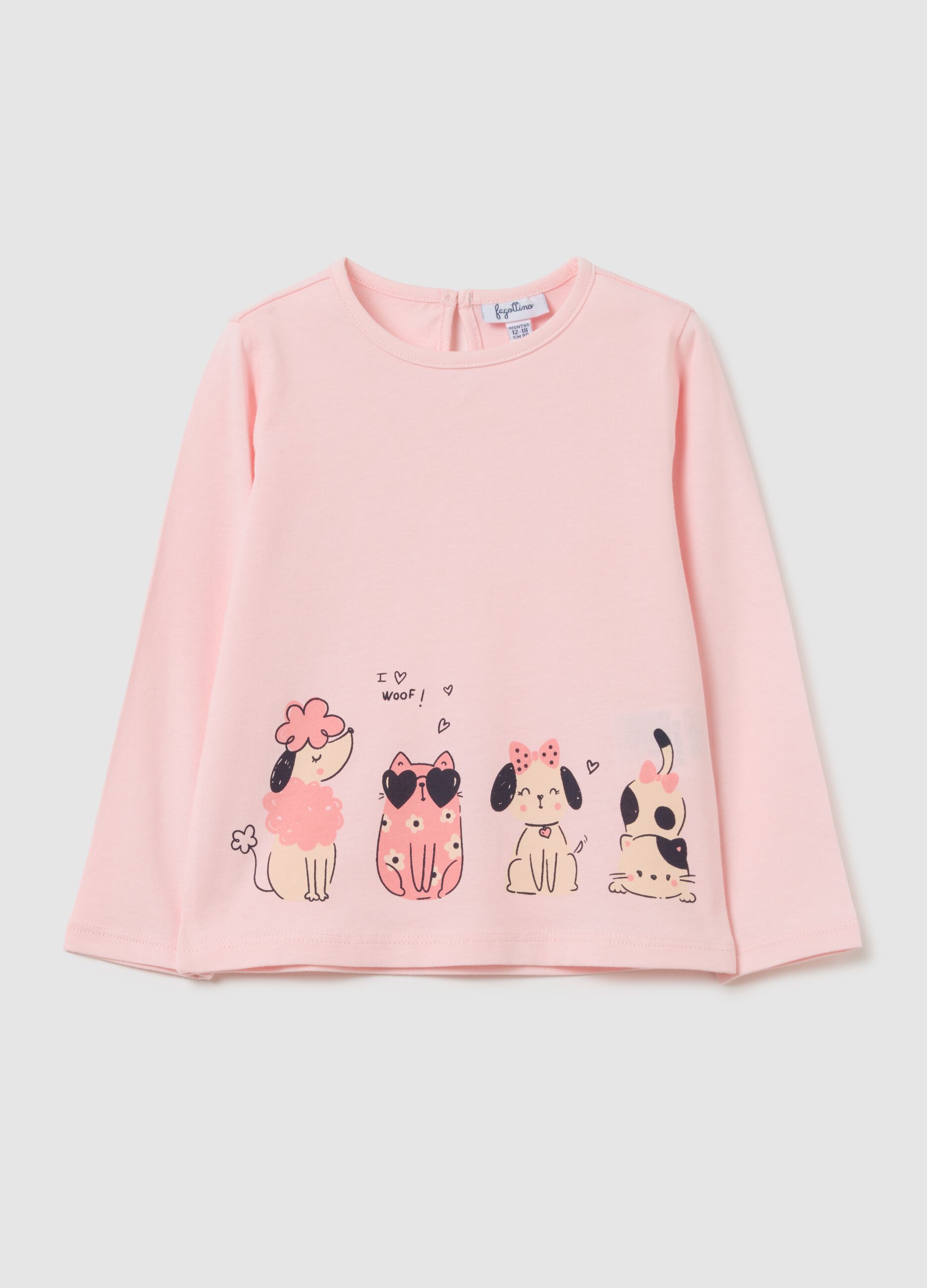 Pink cotton regular fit girls' shirt