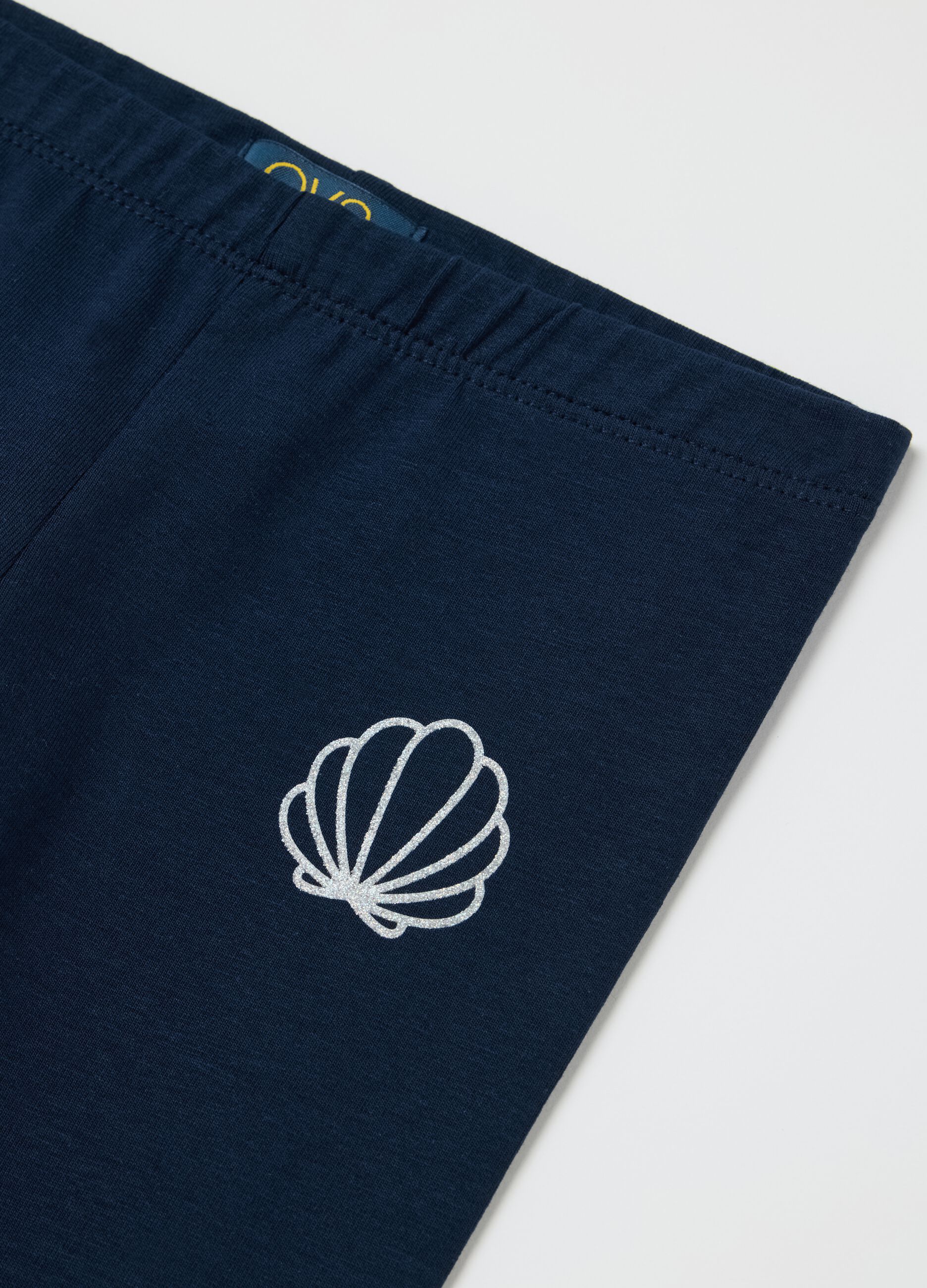 Blue leggings with glitter shell