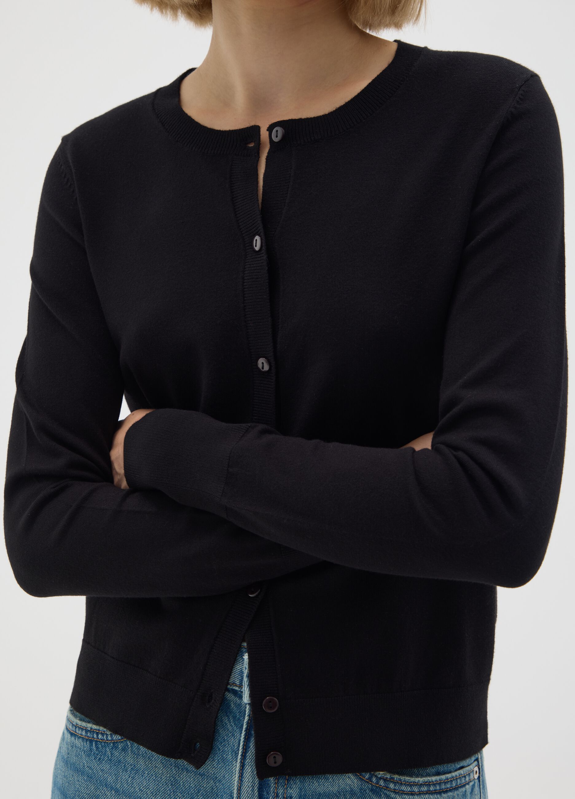 Black Regular Fit Viscose Blend Cardigan