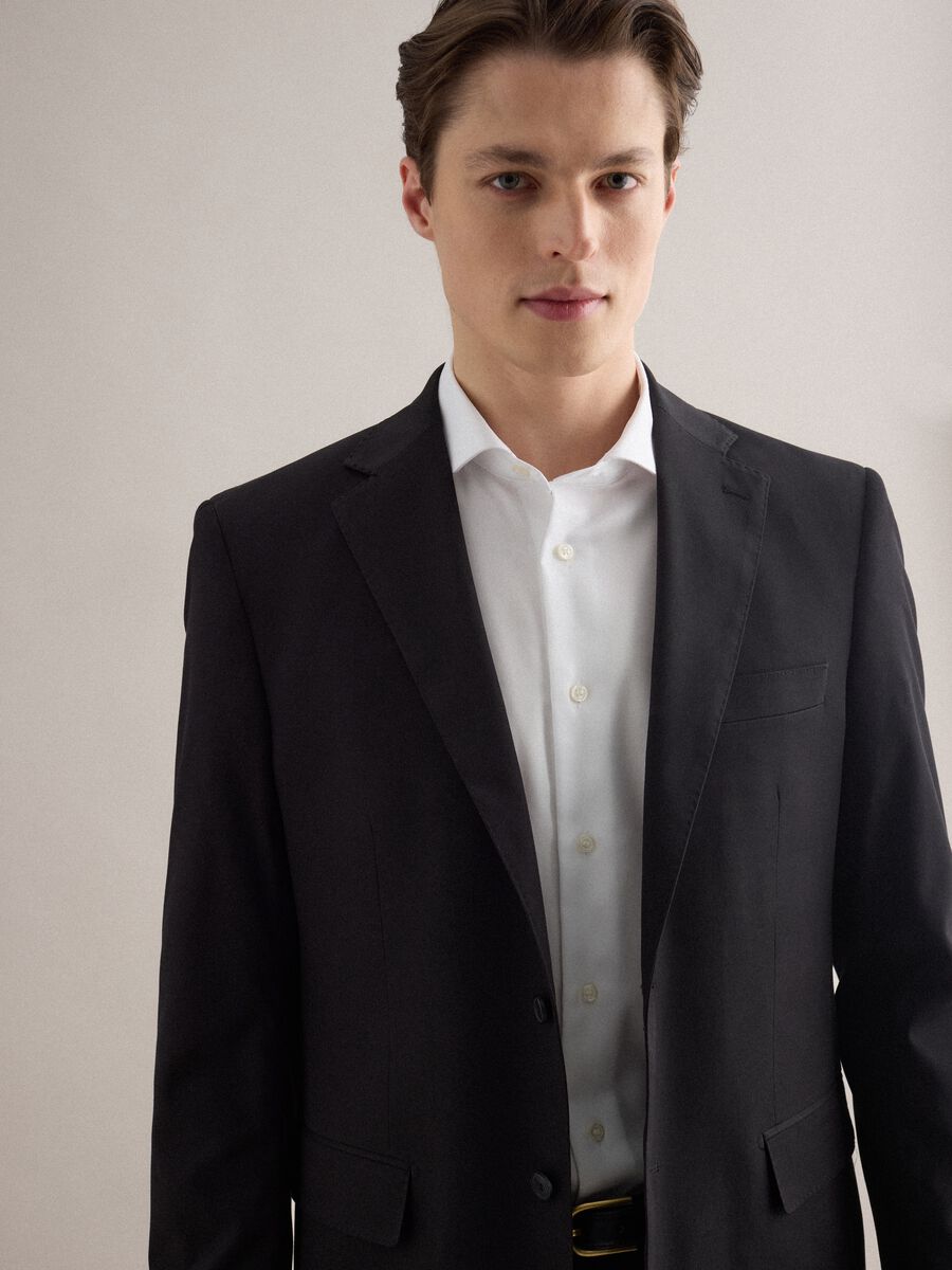 Single-breasted black regular fit blazer_3