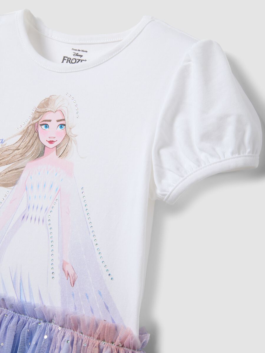 Abito bianco in cotone elasticizzato con gonna in tulle per bambina_3