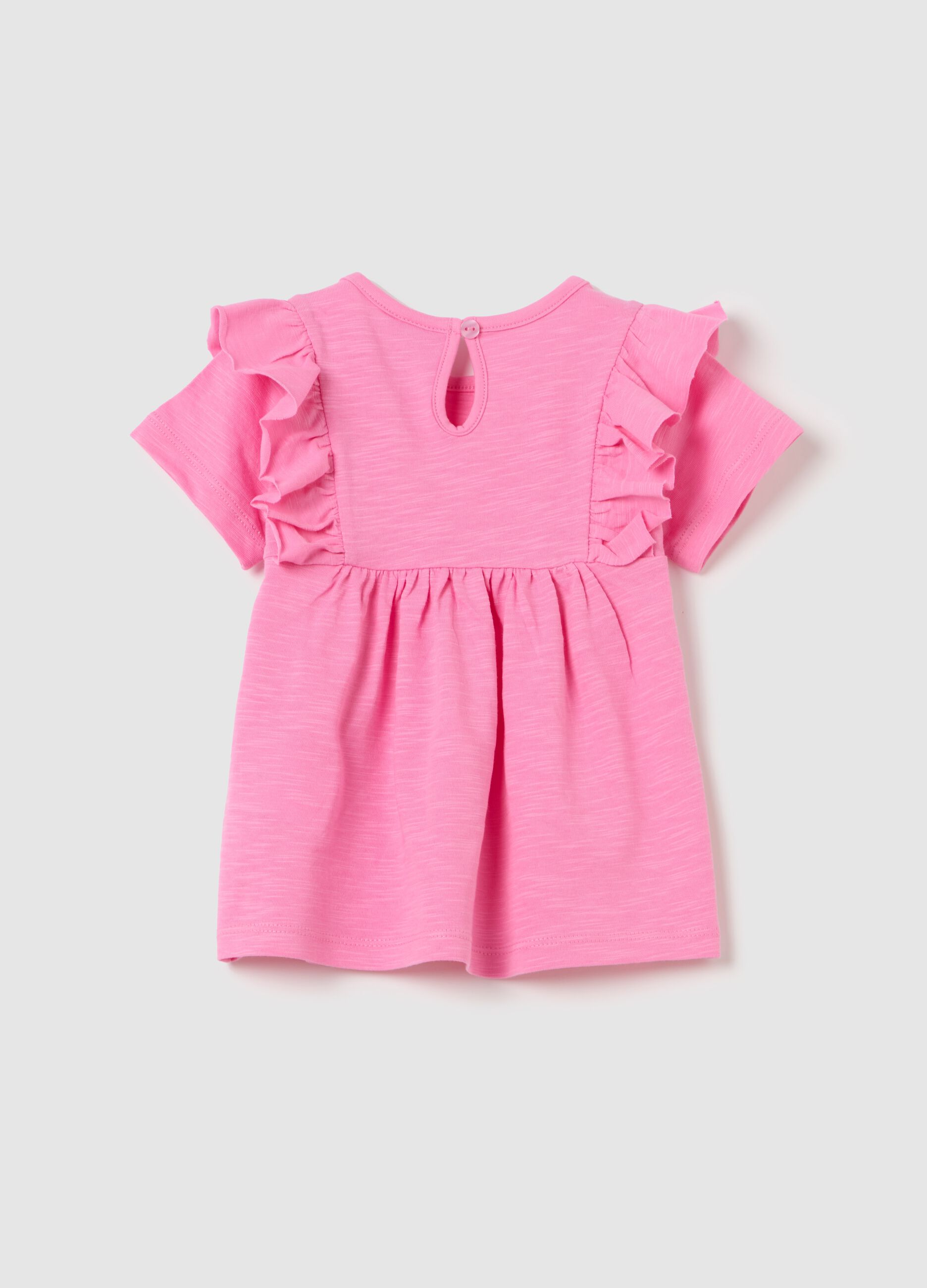 Cotton T-shirt with flounces