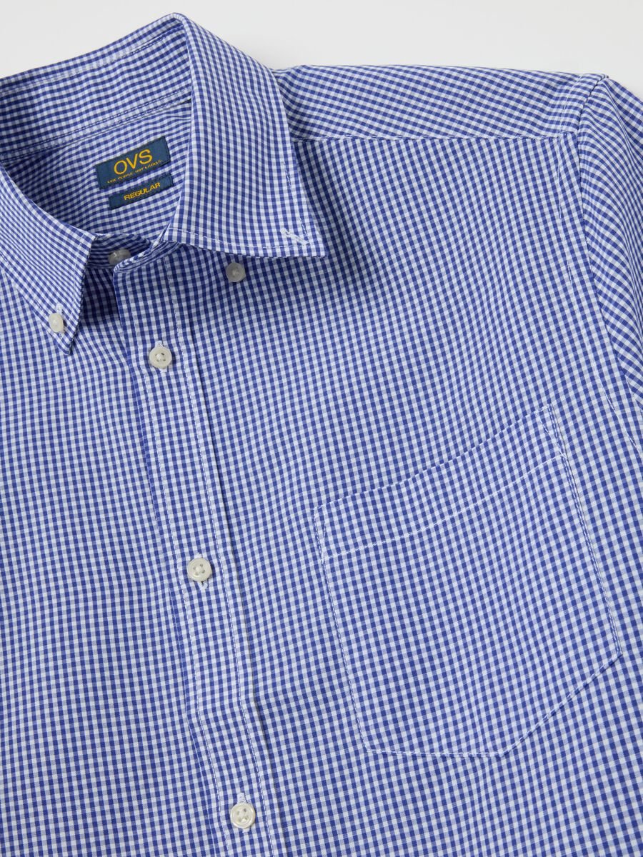 Men's blue regular fit cotton blend shirt_1