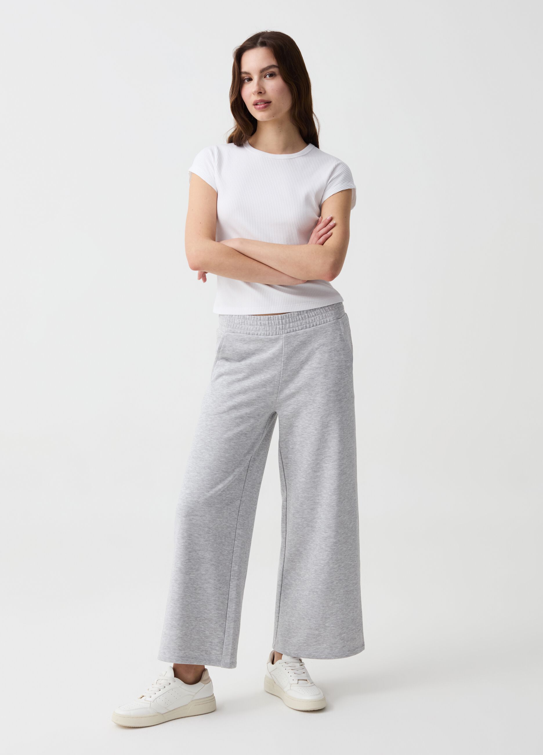 Joggers Essential wide leg in felpa