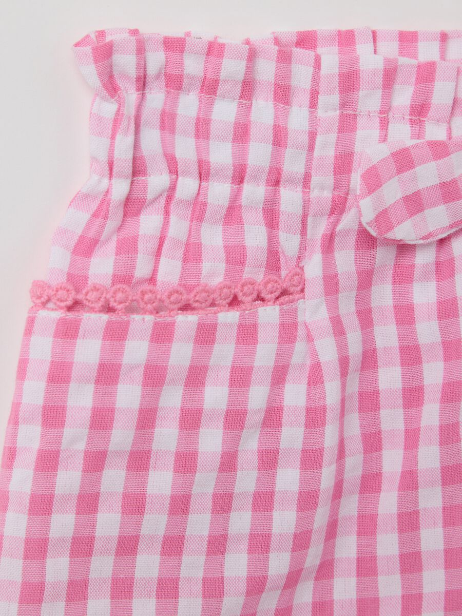 Pink Checkered Shorts with Bow_2