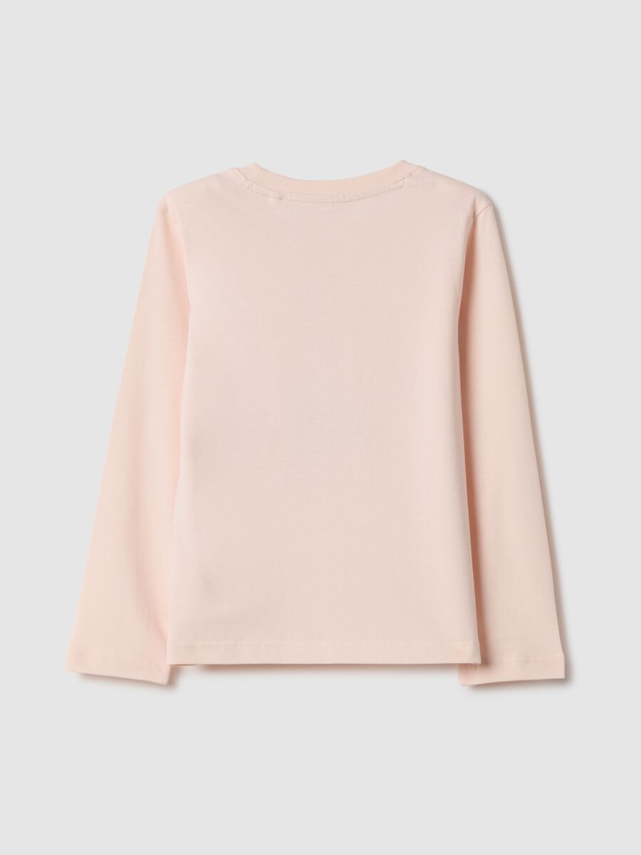 Pink pure cotton t-shirt for girls regular fit with print_1