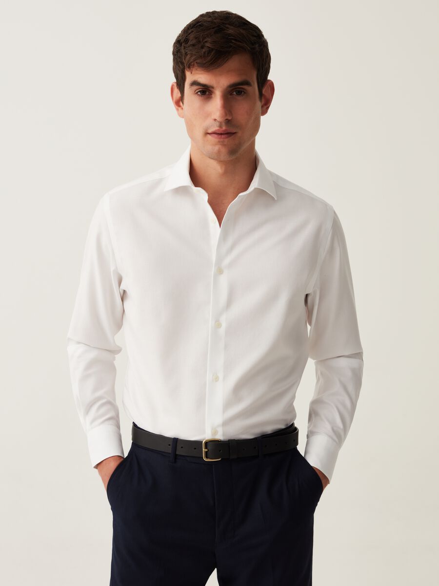 Camicia regular fit in cotone oxford no stiro_0