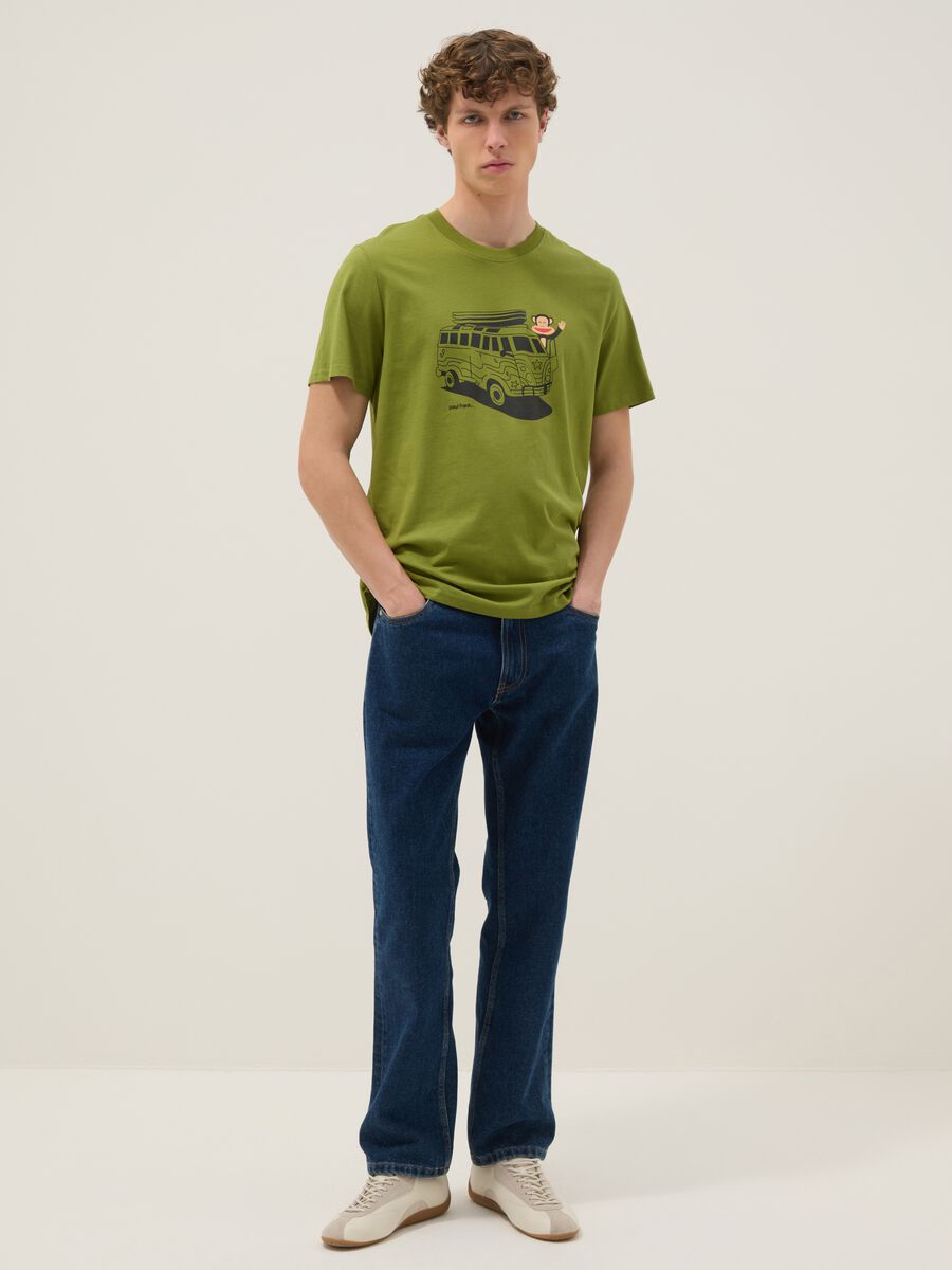 T-shirt verde con stampa Paul Frank in puro cotone regular fit_1