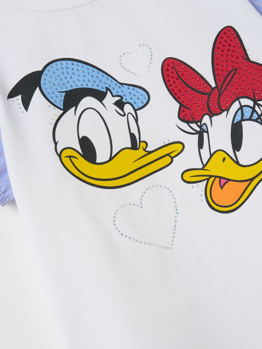 T-shirt with striped sleeves and Donald and Daisy Duck print_3
