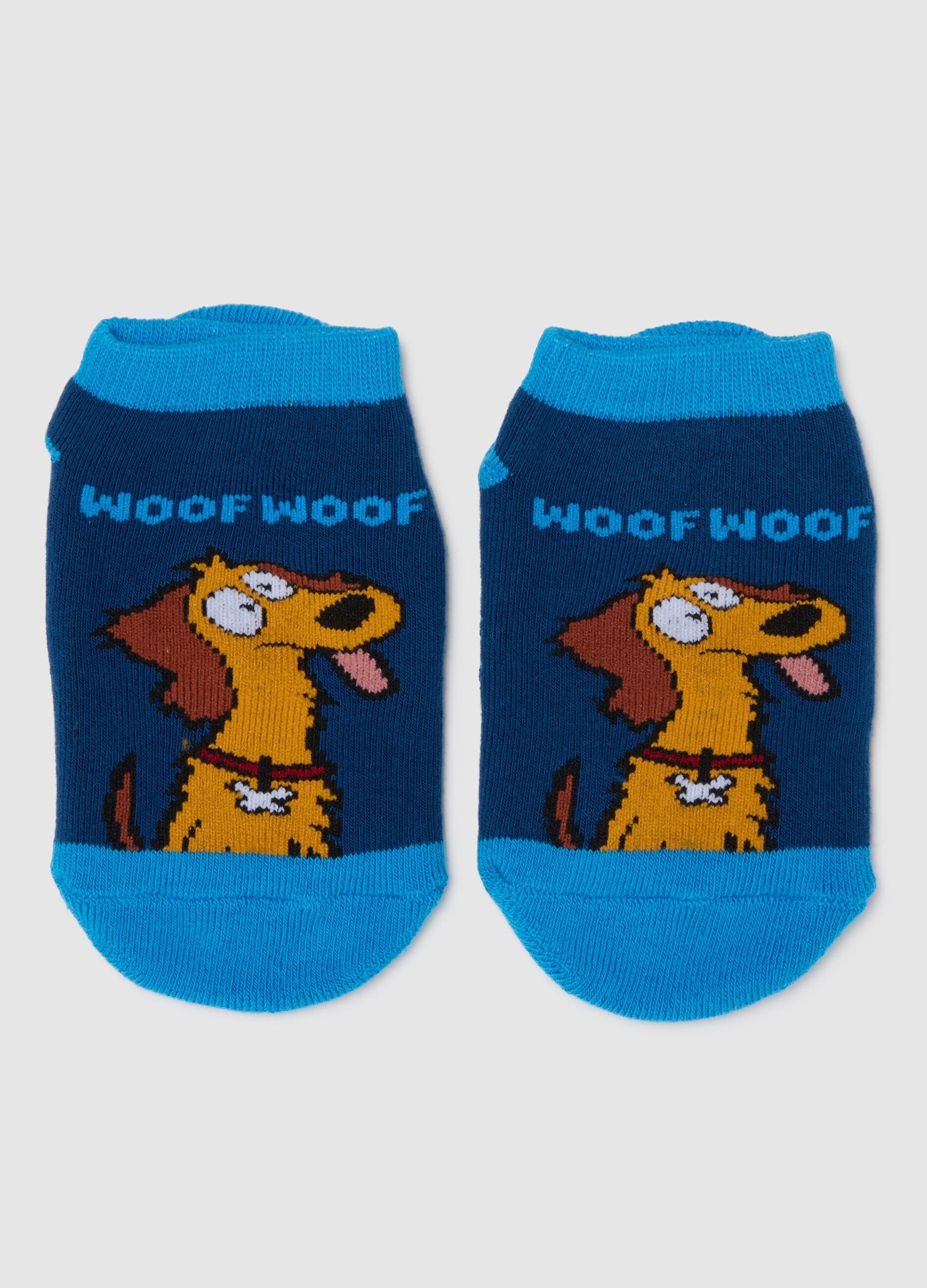Child's Non-Slip Blue Cotton Socks