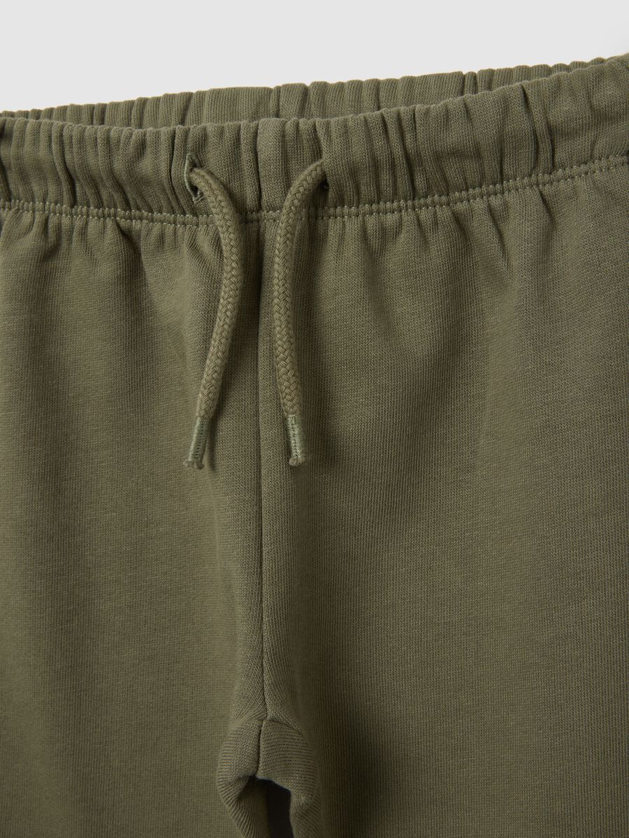 Pantaloni da bimbo in puro cotone verdi regular fit con vita elasticizzata_2