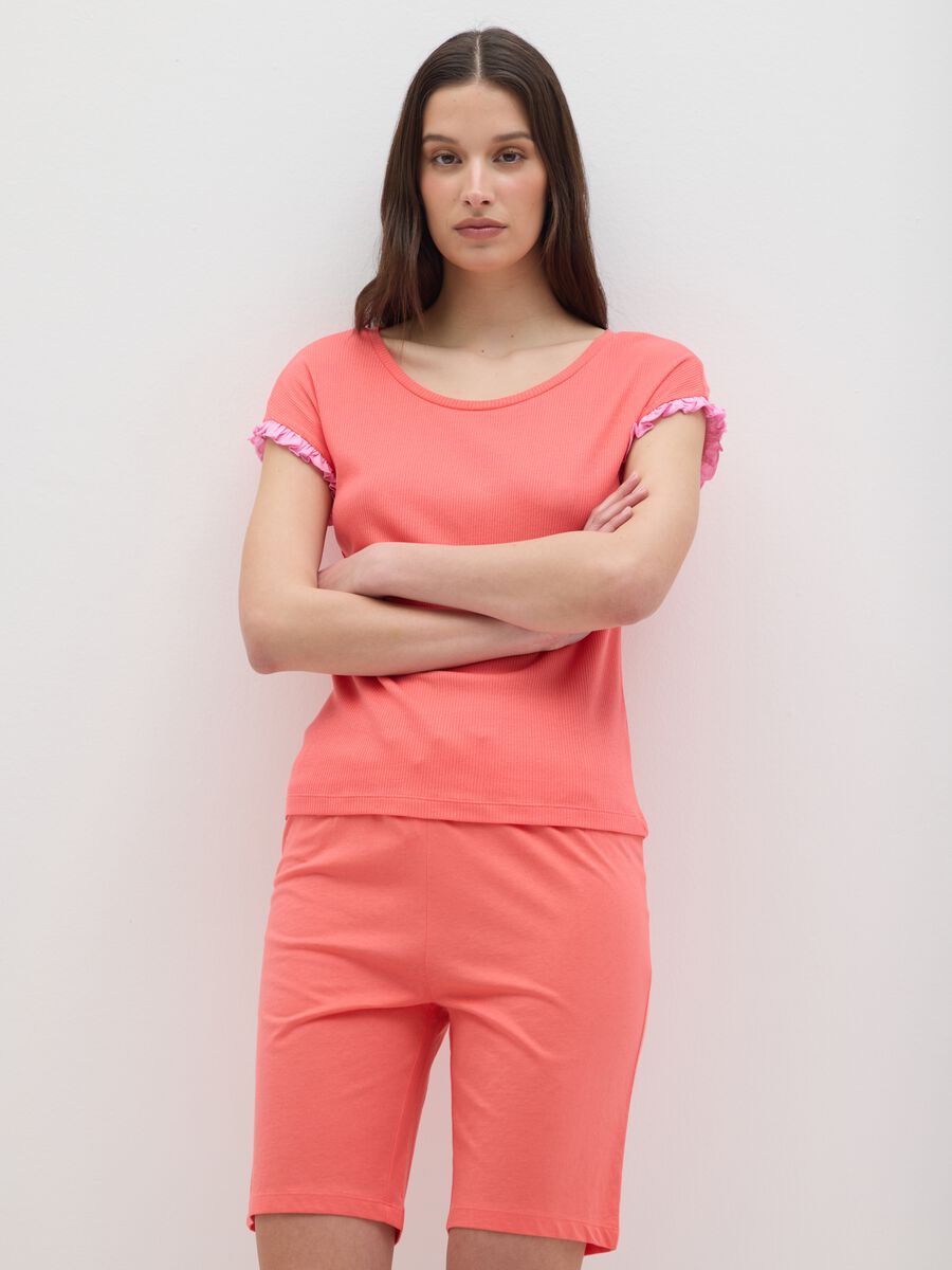 Women's summer set in pure orange cotton regular fit_1