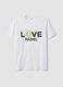 White pure cotton T-shirt with front print_0