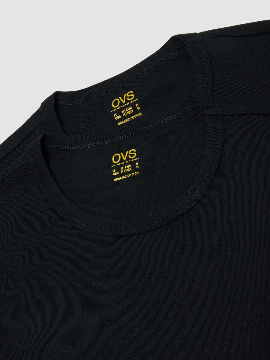 2-pack black crew-neck T-shirts in pure organic cotton, regular fit_6