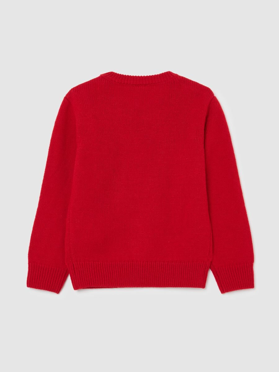 Maglione natalizio rosso da bambina regular fit con ricamo Disney_1