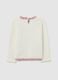 White girls' regular fit sweater with embroidery_1