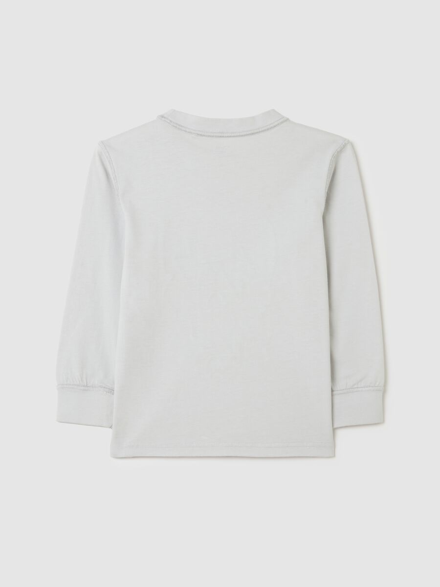 Children's white long-sleeve oversized fit pure cotton T-shirt_1