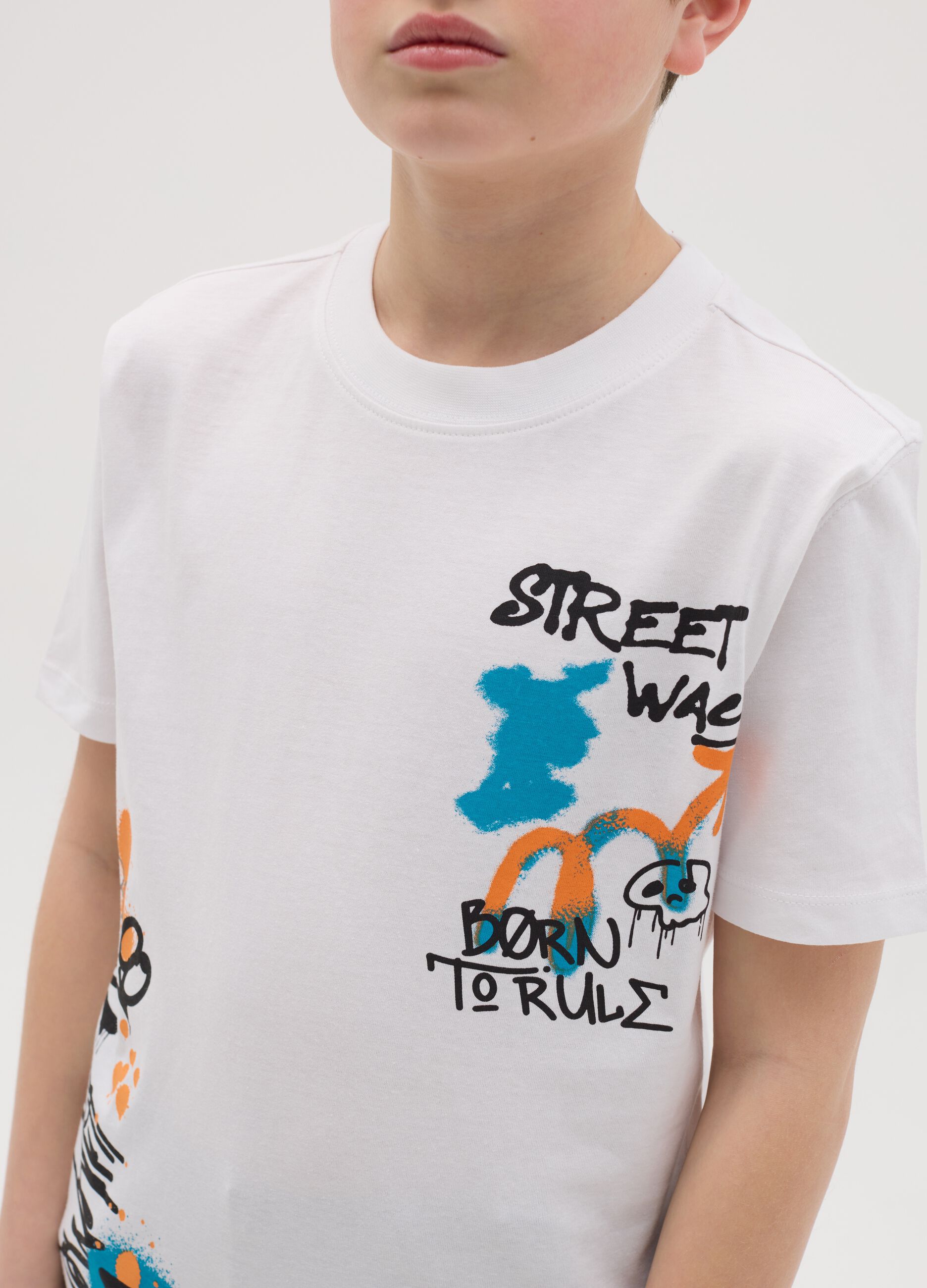 Cotton T-shirt with printed lettering