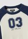 Blue stretch cotton T-shirt with contrast sleeves for girls_2