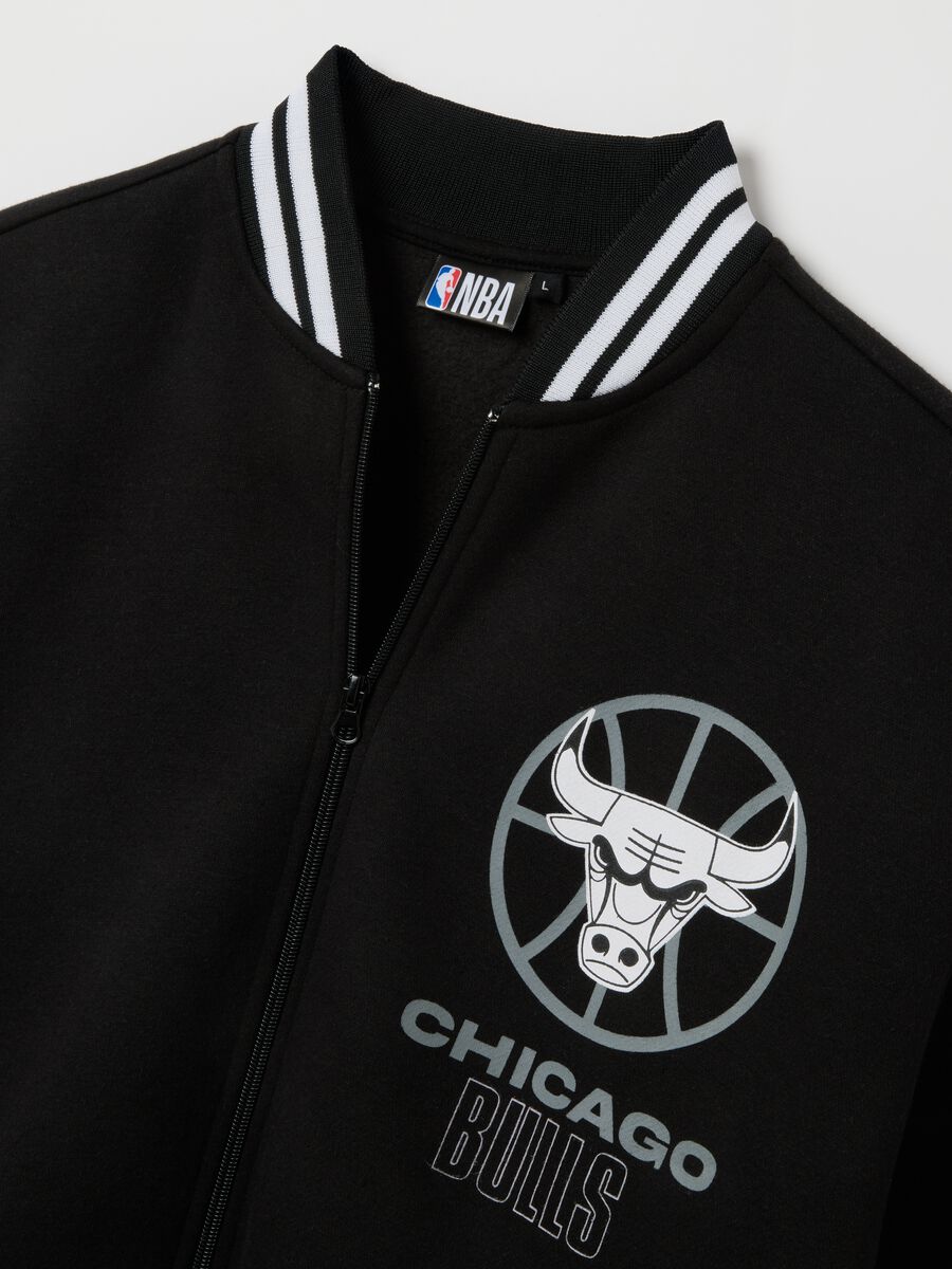 Giacca bomber nera in misto cotone dei Chicago Bulls_1