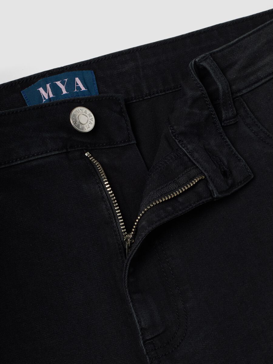 Jeans denim nero in cotone e viscosa elasticizzato bootcut fit_2
