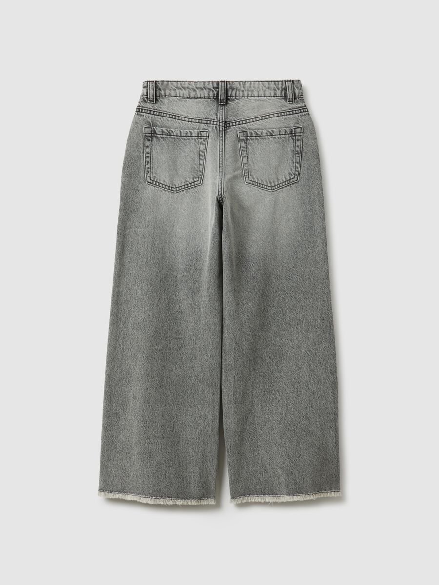 Jeans culotte in puro cotone grigio da ragazza vestibilit&agrave; comoda_4
