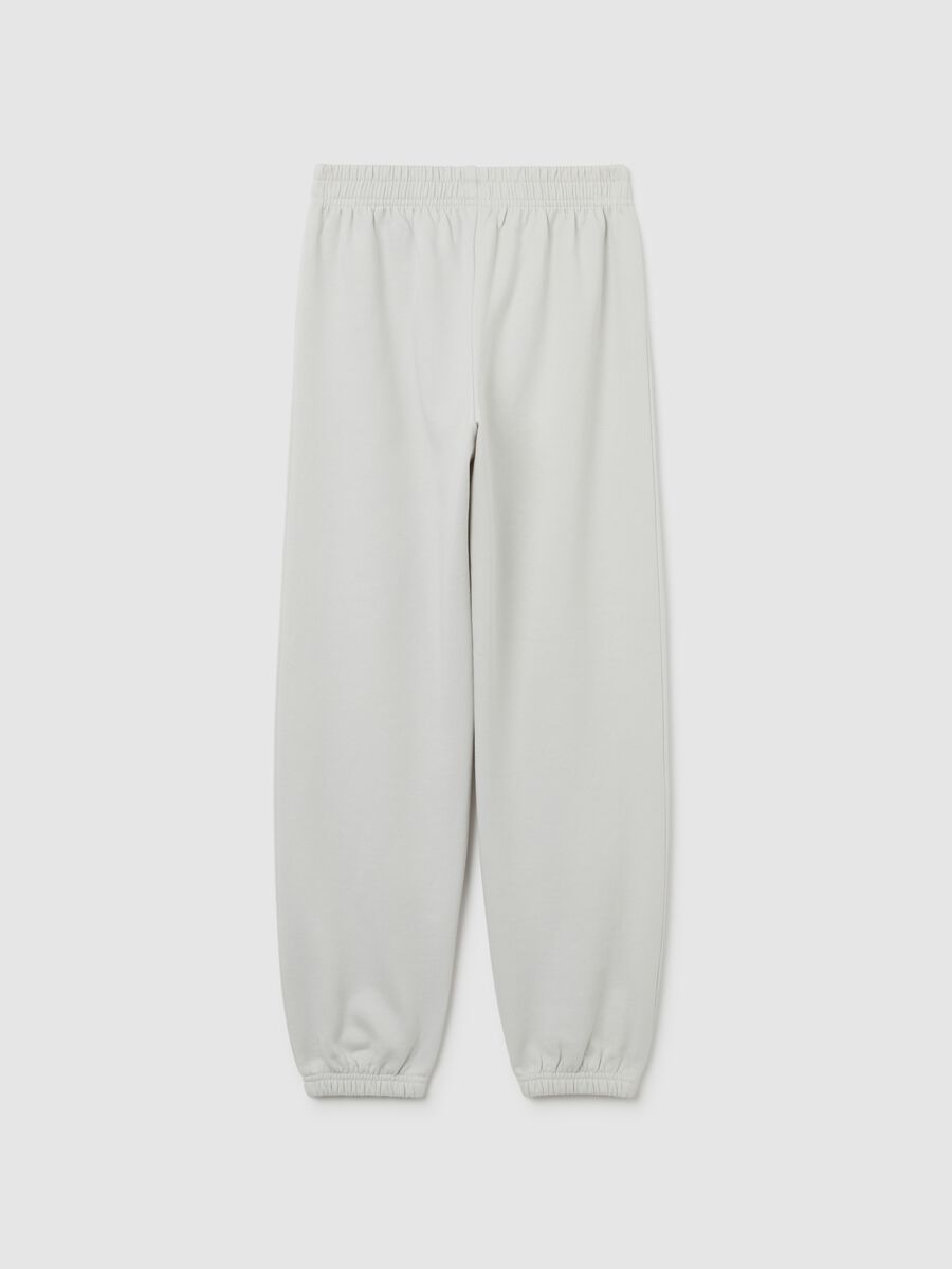 Girls' White Cotton Joggers Regular Fit_1