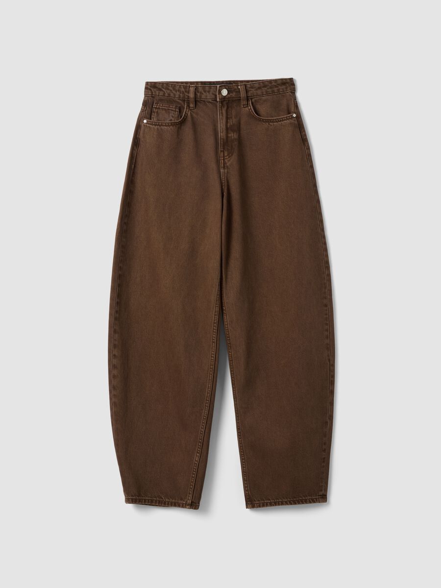 Jeans marroni in puro cotone barrel fit_4