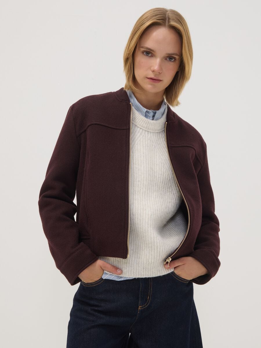 Giacca viola vinaccia regular fit con zip_0