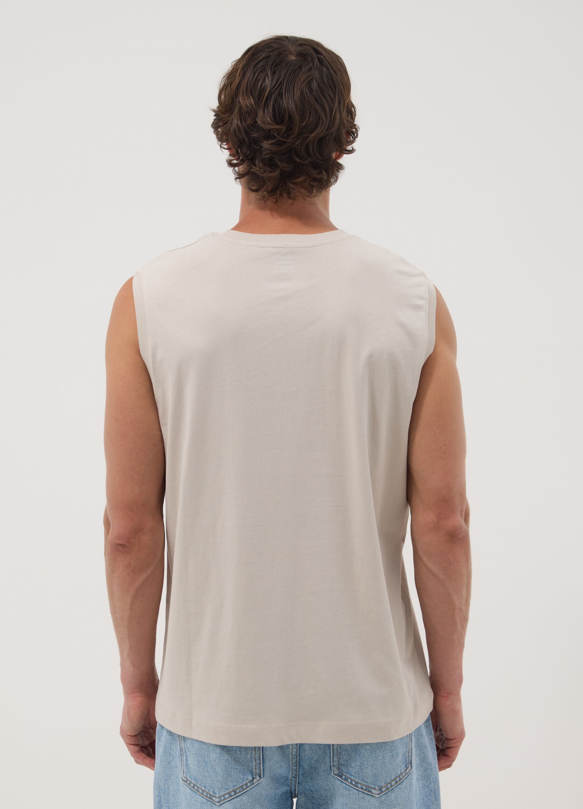Canotta girocollo grigia in puro cotone relaxed fit