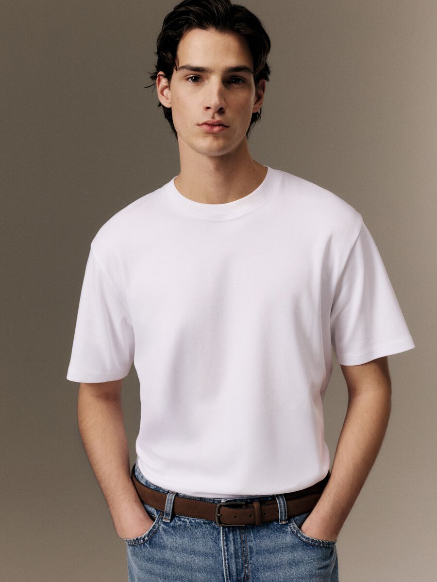 T-shirt The Iconic Tee bianca in puro cotone relaxed fit_0