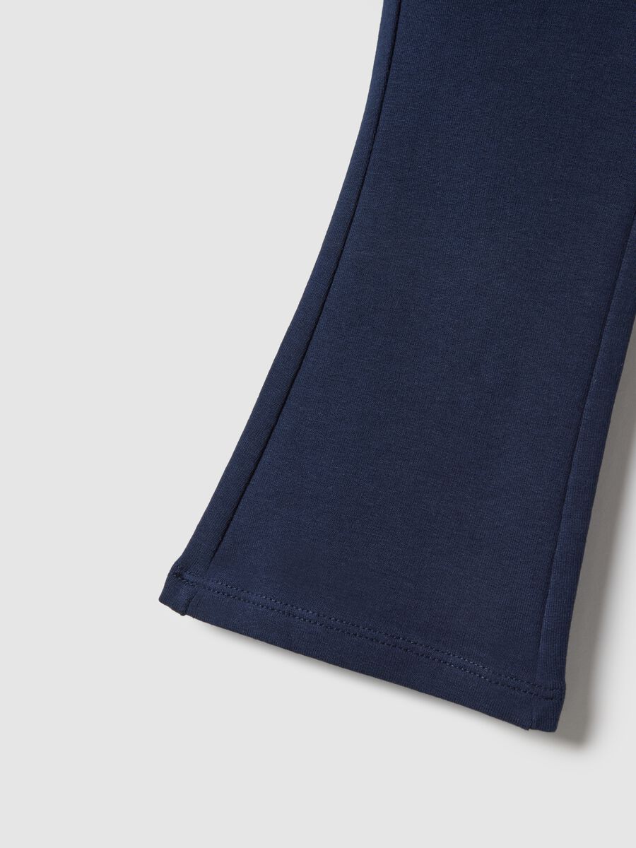 Blue slim fit stretch cotton trousers for girls_2