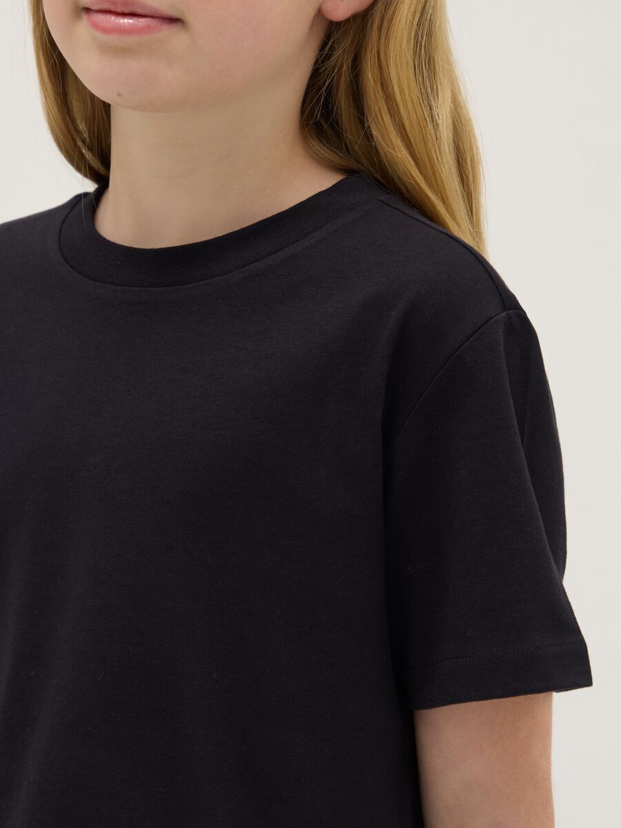 Girls' black pure cotton boxy fit t-shirt_2