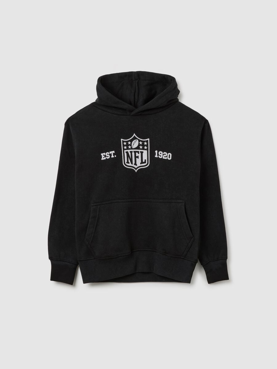 Felpa nera con cappuccio NFL in misto cotone_0