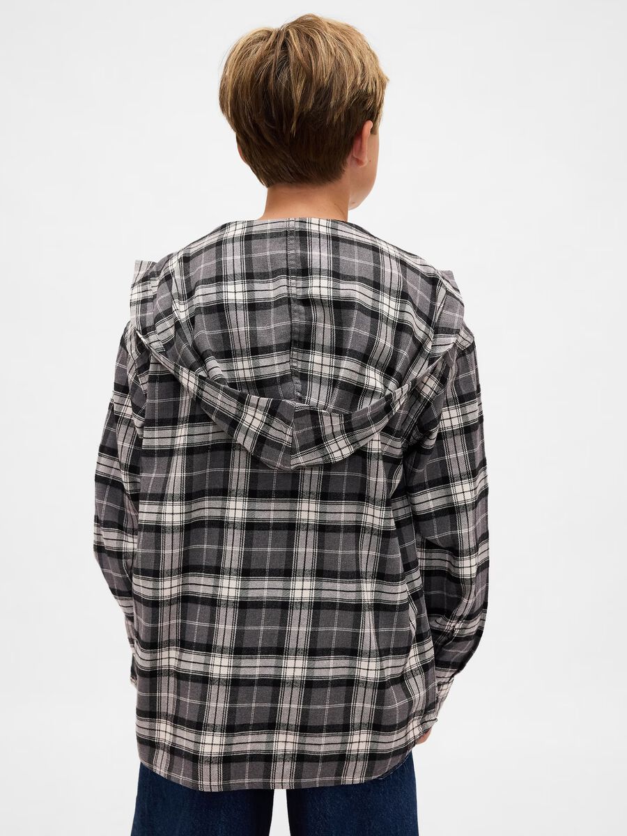 Grey Checked Cotton Shirt for Boys_1