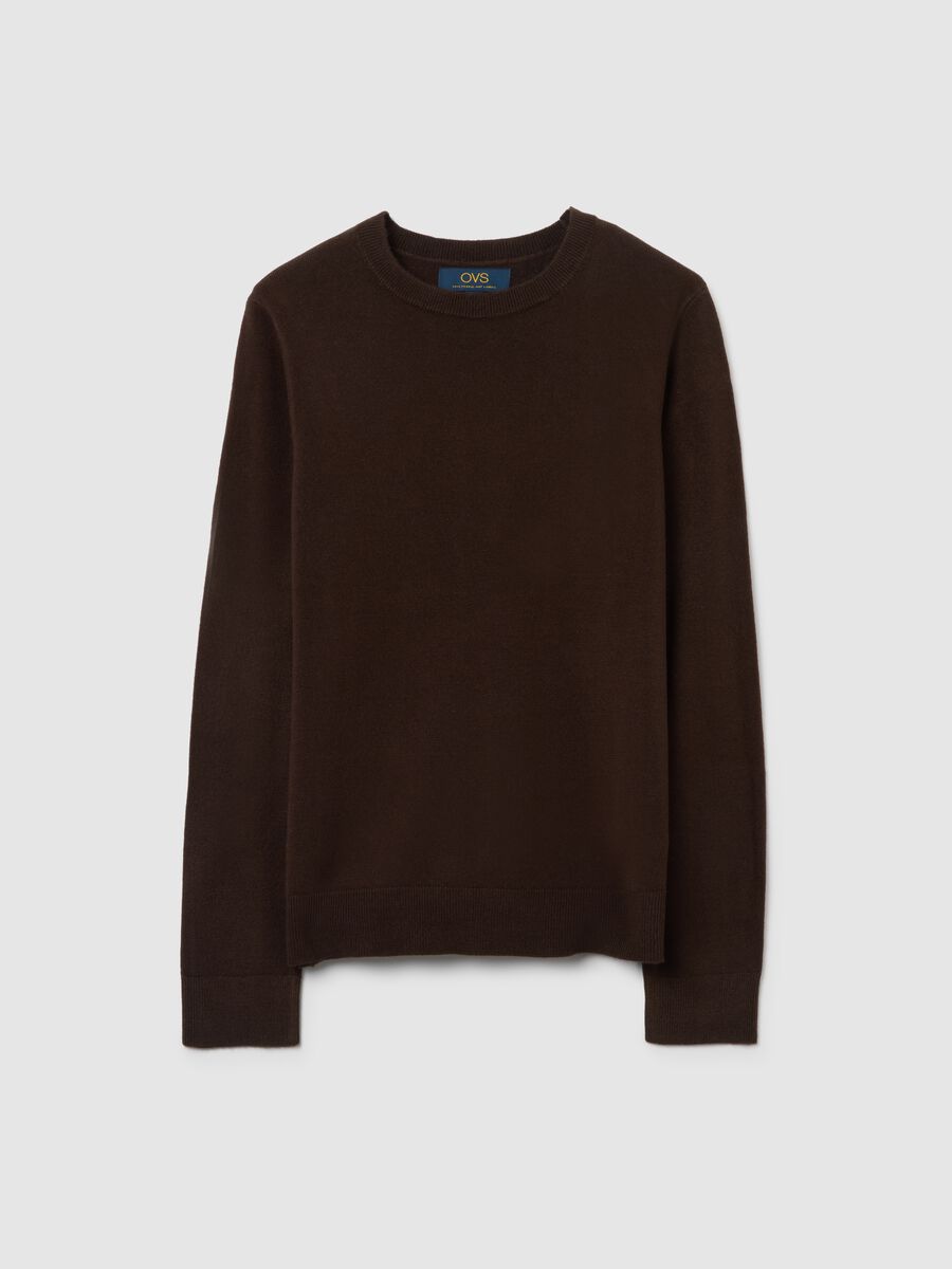 Brown Jersey Knit Sweater_0