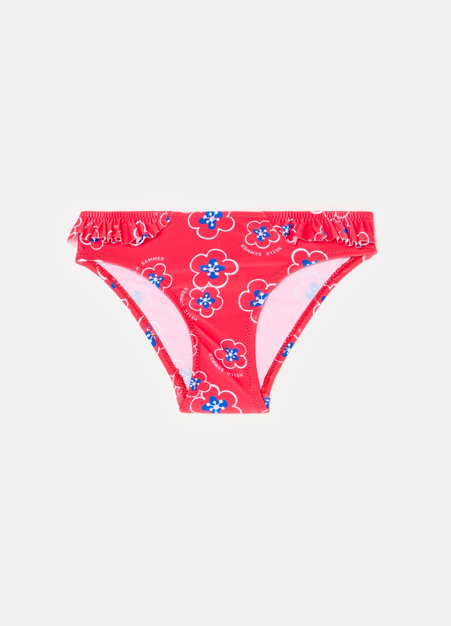 Costume slip con volant e stampa