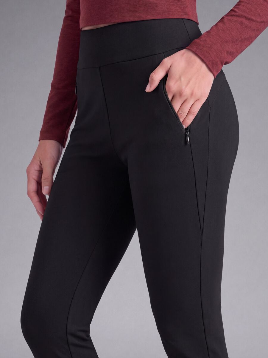 Leggings nero in tessuto elasticizzato con tasche zip ALTAVIA STUDIO_3