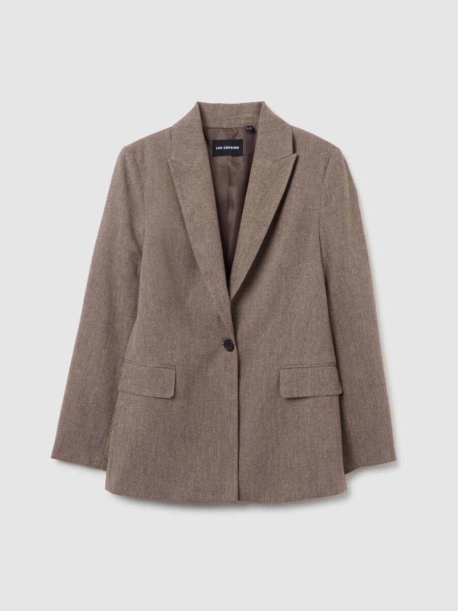Brown wool blend and polyester blazer_4