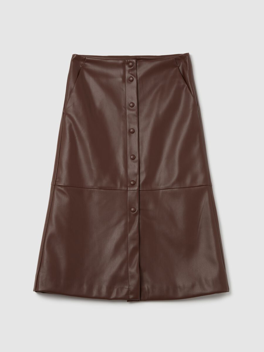 Glossy-effect midi skirt with buttons_4