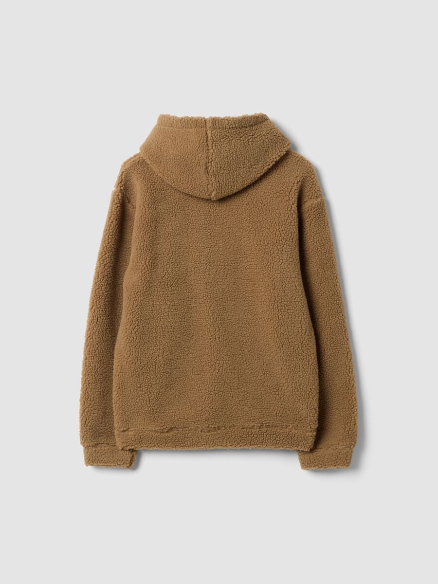 Felpa marrone chiaro con cappuccio relaxed fit_1