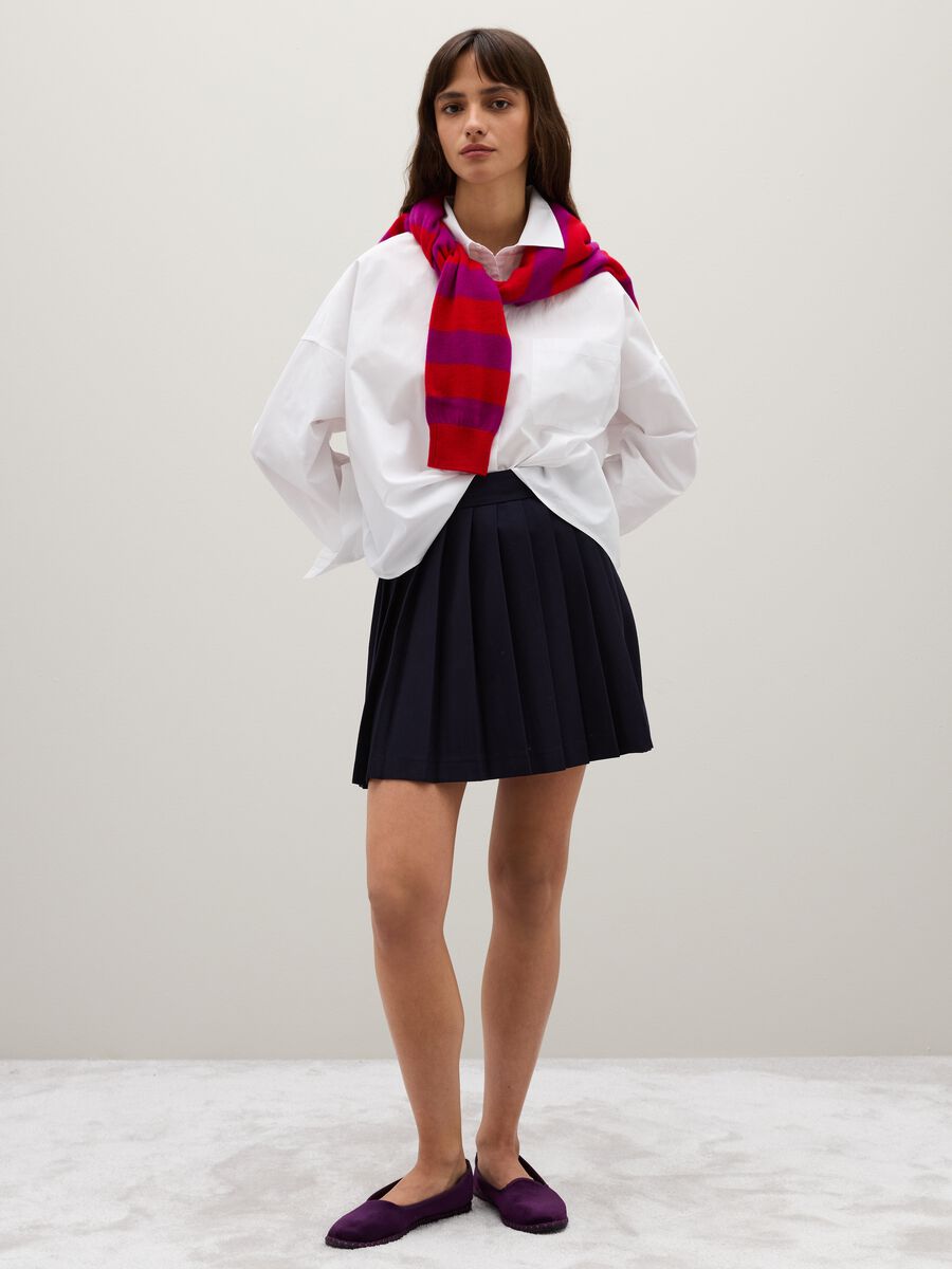 Blue stretch fabric skirt with regular fit_0