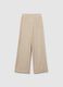 Beige Wide Leg Velvet Trousers_4