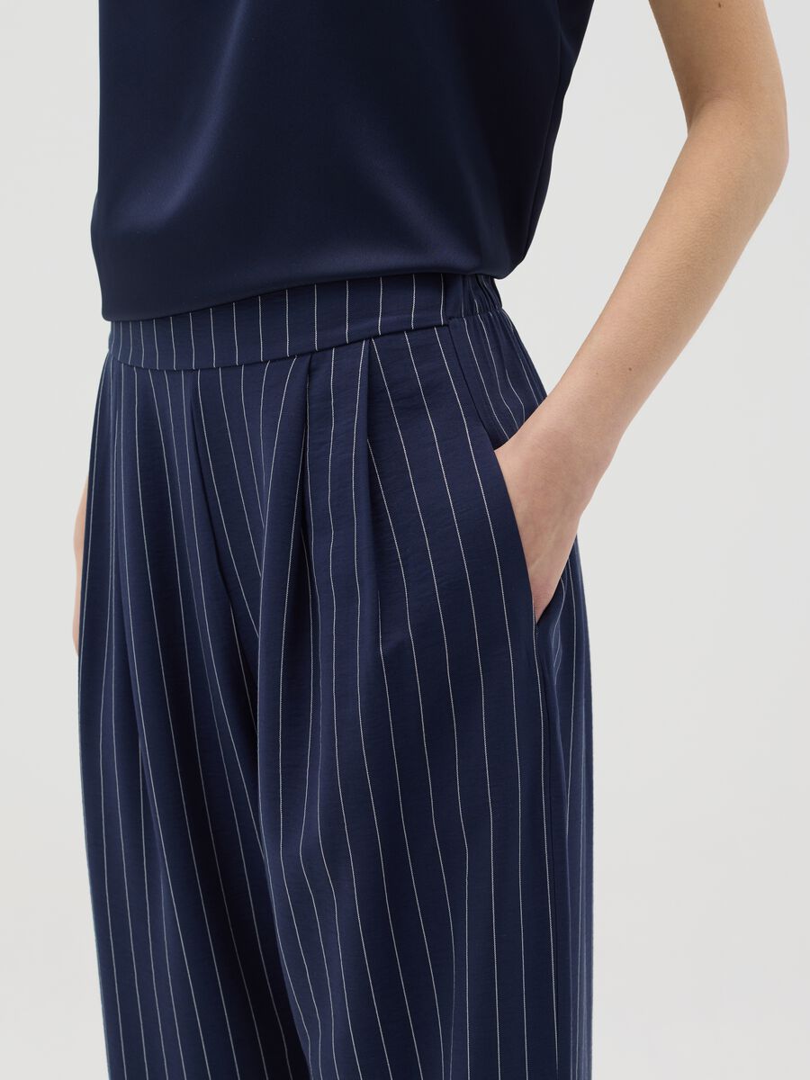 Blue palazzo trousers with striped pattern_3