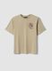 Beige short-sleeve pure cotton T-shirt_0