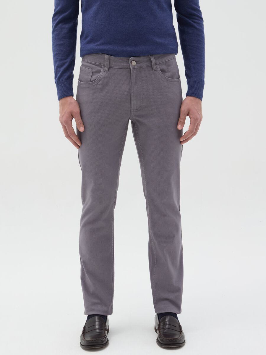 Regular-fit chino trousers with micro pattern_1