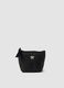 Black zip-up pouch with bow detail_0