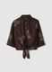 Regular Fit Brown Lyocell Blend Shirt with Floral Embroidery_4