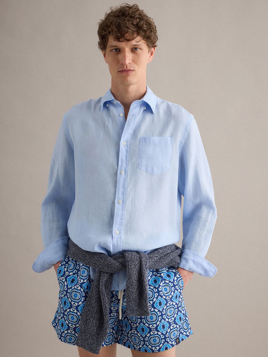 Boxer mare blu con fantasia con elastico in vita_2