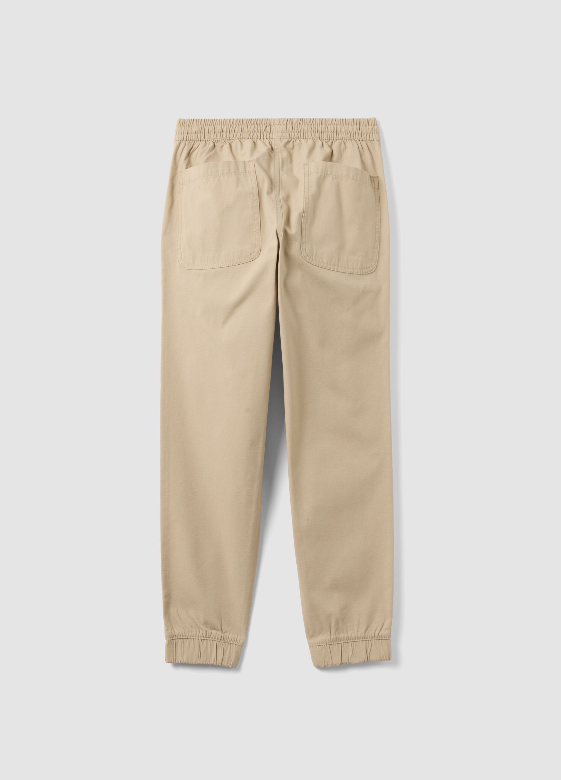 Boys' beige pure cotton jogger trousers regular fit